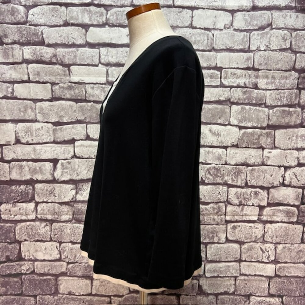 Chico's Black & White 3/4 Sleeve Blouse Size XL - Picture 4 of 9